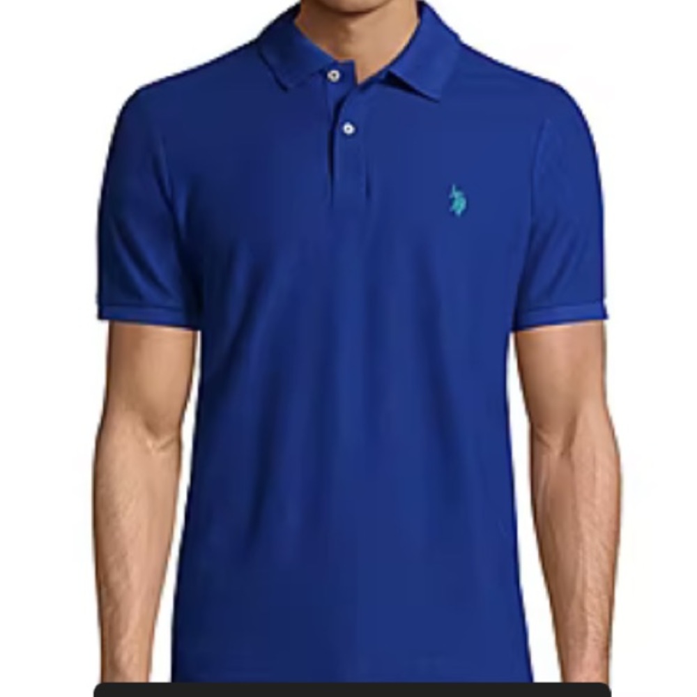 U.S. Polo Assn. Men's Navy with Turquoise Strip Polo Shirt Size XXL